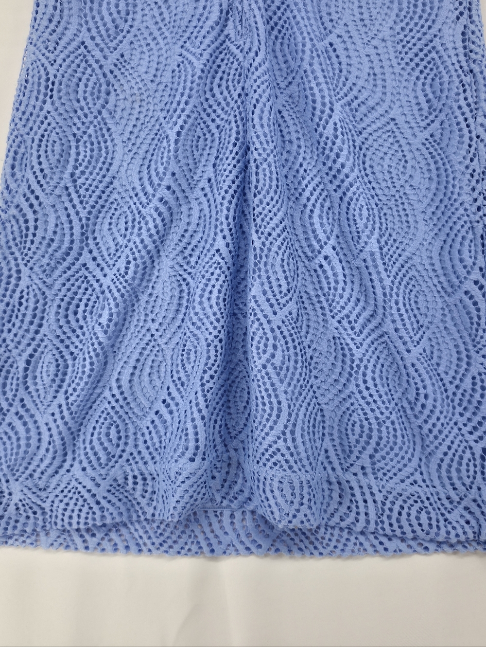 Lilly Pulitzer Janine Shift Flowing Leaf Lace Peri Blue Mini Dress Ruffle M - Picture 10 of 13